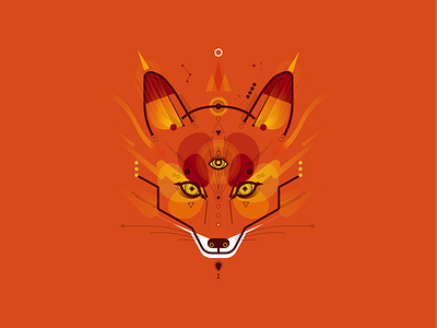 Sommaräv animal colors cosmic fox geometry illustration lines minimal orange portrait summer vector warm