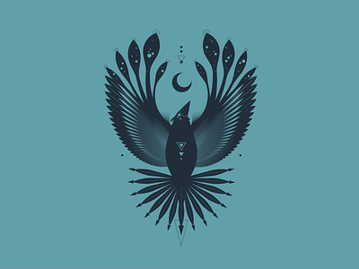 Bringer of Night animal bird cosmic crow geometry illustration lines minimal nebulla scifiart sky stars vector