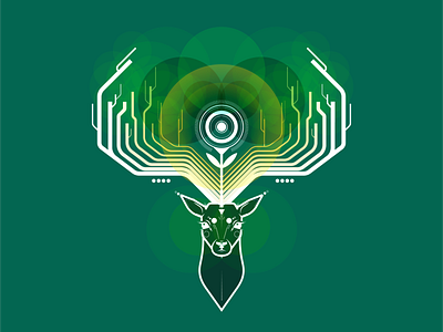 Green Light animal color cosmic deer geometry green illustration lines portrait vector