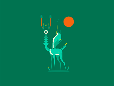 Rådjur animal cosmic deer geometry graphic design illustration lines minimal plants sky spring vector