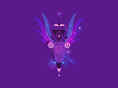 Cosmic Hierophant cosmic geometry human illustration lines man minimal muscles triangle vector wings