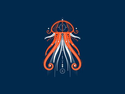 Cosmic Jellyfish animal blue cosmic design geometry graphic design illustration lines minimal sea vector