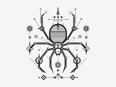 A Cosmic Spider animal cosmic geometry lines minimal monochrome vector