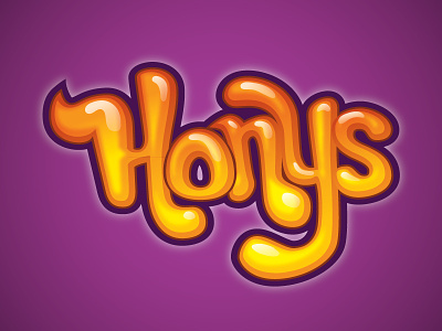Honeys honey honys kellogs lettering orange tittle type typo violet yellow