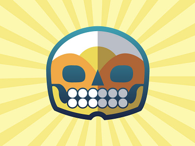 Calav craneo flat illustration mexico prehispanic skull sticker sugarskull vector yellow