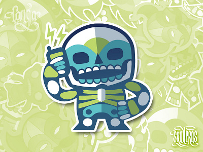 Skullera calling cellphone color death dia de muertos mexico skull skulleras sticker sugar skull