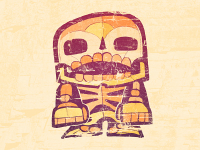 Skullic bones colors illustration magenta orange skull yellow