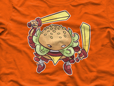Samburgarai Tee burger fries naranja orange samurai shirt t shirt threadless