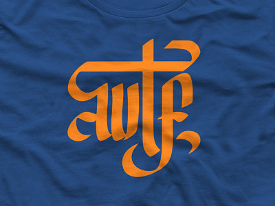 WTF tee azul blue calligraphy lettering naranja orange tipografía typo