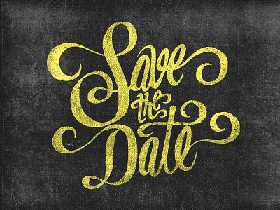 Save the Date black calligraphy lettering save the date typo yellow