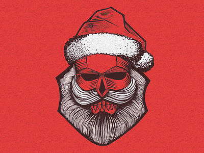 Other Claus beard calavera christmas illustration red skull