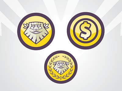 Victorius Tokens branding casino coin concept fichas flat id illustration ilustracion logo mexico token vector violet yellow zeus