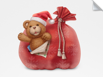 Teddy and the Santa's bag bag character christmas fabric gift icons illustration new year photoshop santa teddy toy vector virtual wladza
