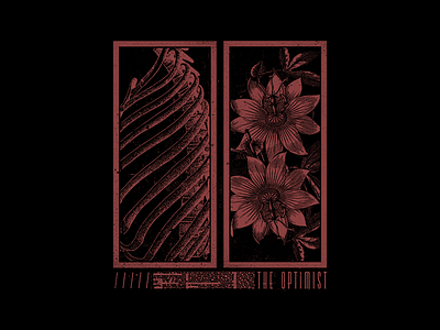 Optomist band merch bones floral flowers illustration red shirt design woodcut