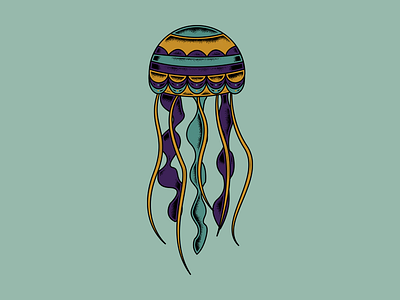 Jelly colors fish jellyfish ocean orange purple teal water