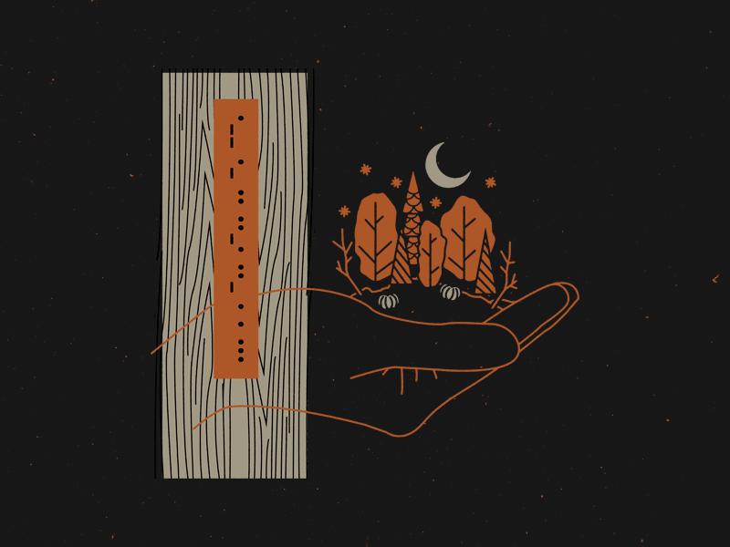 september cipher 05 woodgrain night autumn fall forest nature hand leaves trees pumpkins stars moon code morse code morse daily wood