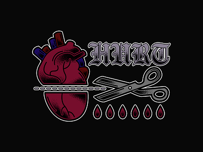 Hurt blood font heart hurt illuatration love merch sad scissors shading shirt design shirtdesign traditional tattoo