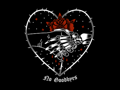 No Goodbyes bones floral flowers hand hands red rose roses thorns