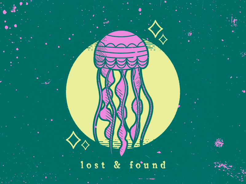 Lost&Found water stars yellow teal purple fish jellyfish