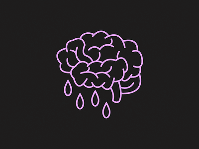 Brainstorm biology brain drip drop gross illustration minimalist pink purple rain storm tattoo