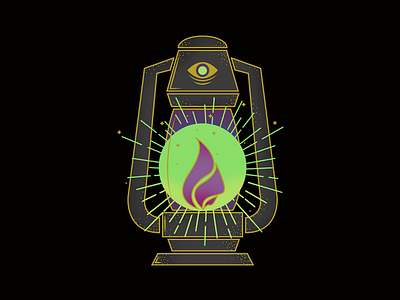 Lantern eye fire flame green grey illuminate lantern light minimal minimalist purple rays shading stipple tattoo traditional tattoo