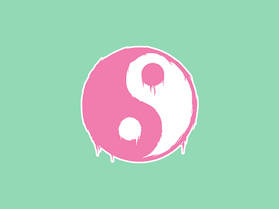 YinYang balance branding design icon illustration logo peace sign pink logo simple vector white yin yang