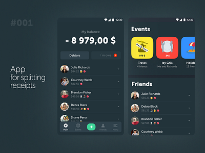 App for splitting receipts android app finance mobile splitwise ui ux