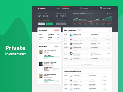 Private investment bank crypto finance karma ui ux webdesign