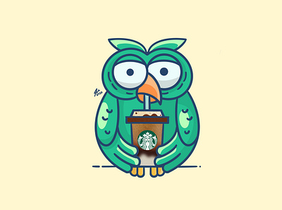 Starbucks Owl art cartoon design digitalart draw drawing illustration owl owl logo sketchbook starbucks