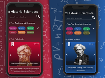 Historic Scientists Concept App Design clean concept design history minimal science ui uiux