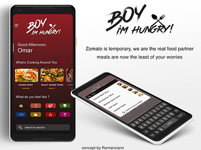 Boy I'm Hungry Food App clean concept food meals minimal pixel 2 ui uidesign ux