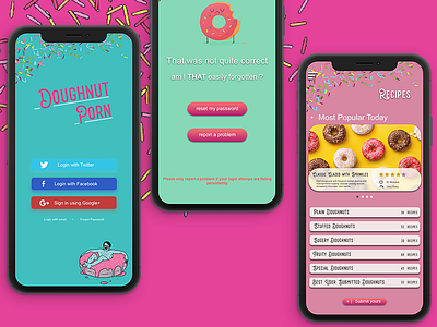 Doughnut Porn- Donut Recipes App app concept clean concept desert design doughnut food food app minimal sweet ui uiux ux