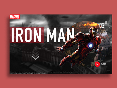 Marvel Comics Characters Landing Page clean concept design iron man marvel minimal super hero ui uiux website