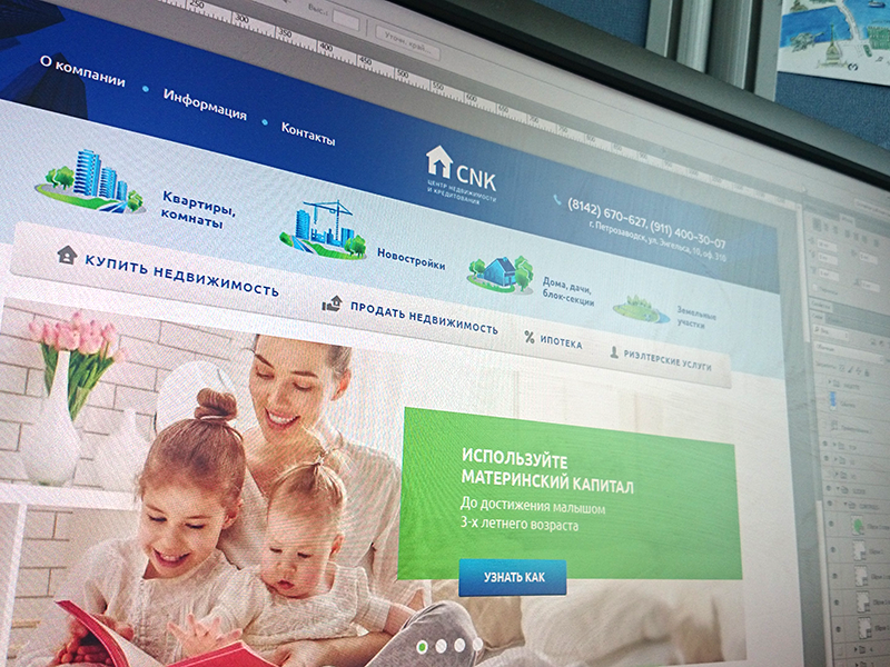 Real Estate Agency CNK real estate icons navigation slider green blue webdesign cnk