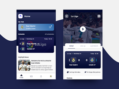 Football Live Streaming App android app blue clean design football ios match material design mobile modern page rounded sport ui ux