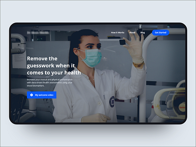 Landing page concept for healthcare black blue care clean dekstop design explorations healthcare inspiration interface design landing page medical modern ui ux web web design