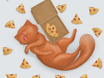 Purrpurroni cat cat illustration cat shelter cat sticker cats fat cat illustraion pizza pizza cat pizza illustration pizza party procreate red cat
