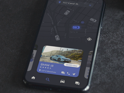 Rental App | Nearby Screen app app design car dark rental ui user interface ux