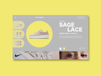 Nike Air Force 1 Sage Lace design diseño graphic landing page layout mockup design nike ui ux web webdesign