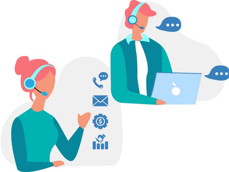 Customer Support Agents- B2B/ Saas/CRM bpo call agent call center calling crm customer care customer support headphone headset illustration live chat mailing mailing list sales settings support talk bubble talkdesk virtual assistant virtual phone