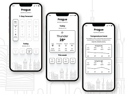 Black and white weather app concept