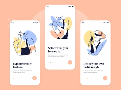 Fashion App Onboarding design fashion fashion app fashion illustration illustration ios minimal mobile mobile app design onboarding onboarding illustration onboarding screen onboarding ui splash typography ui uiux ux