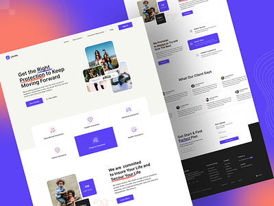 Insorance Landing Page Design clean clearn design design help insurance landing page landing page design life insurance minimal trend ui ui design uiux ux ux design web ui web ui desgin