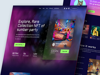 NFT Marketplace Website clean crypto design landing page minimal nft nft design ui uiux ux