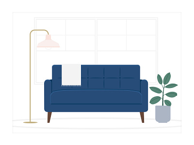 Comfy Couch Illustration couch daily ui dailyui design digital illustration illustration illustration art illustration design illustrations illustrator interior design interior design illustration interior designs living room living space livingroom mid century modern art plant plant illustration