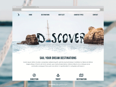 Daily UI Challenge #3 Landing Page adventure animation daily ui daily ui challenge dailyui dailyui003 interface landing page sailing travel ui user experience user interface ux web web design web page website design