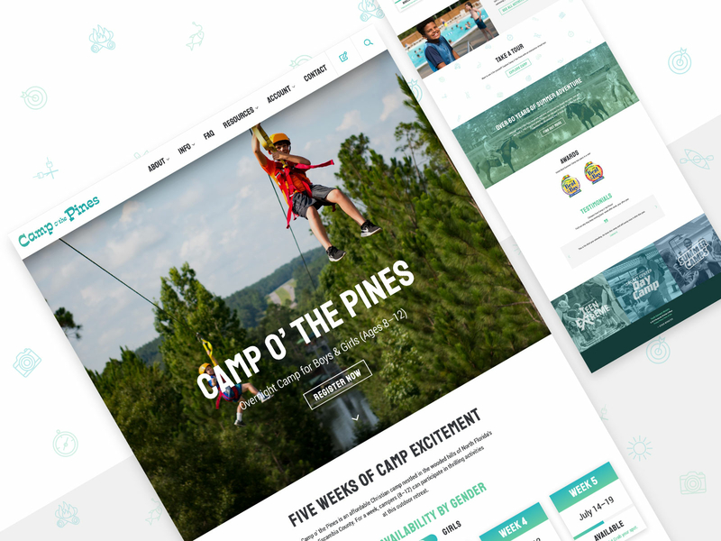 Camp o' the Pines 2019 Site Redesign bootstrap code css design html html css interface landing page landing page design summer camp ui user experience user experience designer user inteface user interface designer ux web web design website website concept