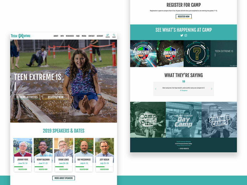 Teen Extreme 2018 Website Redesign bootstrap code css design html html css landing page landing page concept landing page design summer camp teen camp user experience user experience design user interface user interface design ux ui web web design website website concept