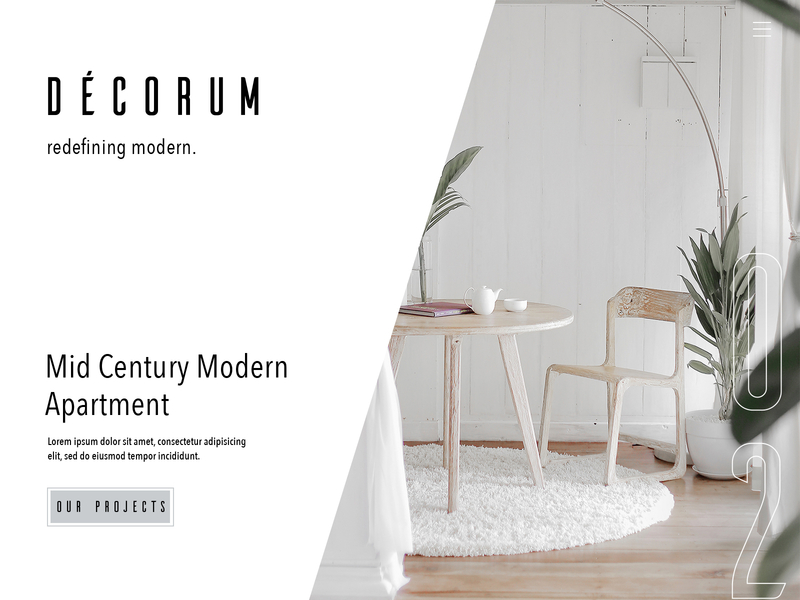 Décorum Interior Page Design clean daily ui challenge design design inspiration interface interior design interior design ideas interior page landing page minimalist design minimalistic design modern simpe ui user experience user interface ux web web design website