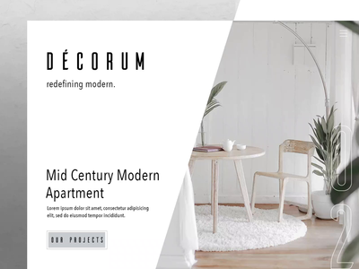 Décorum. Redefining modern. animation daily ui daily ui challenge interior design interior design ideas landing page landing page concept landing page design minimalistic design modern ui ux design ui design user interface user interface design web web design web interface web ui design web ux web ux design